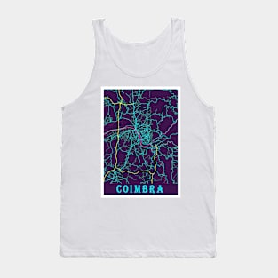 Coimbra Neon City Map, Coimbra Minimalist City Map Art Print Tank Top